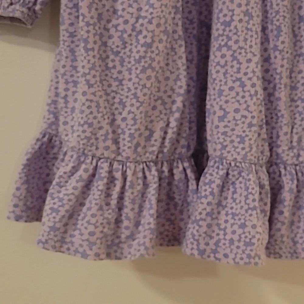 Lands' End Girls Size XL (14-16) Floral Ruffle Dress‎ with Pockets Pink Purple